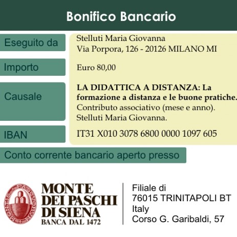 La didattica a distanza bonifico bancario corso on-line